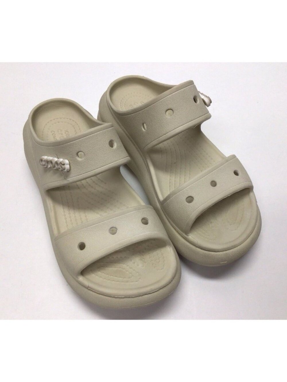 Crocs Crush Sandal Platform 2 Strap Women's Size 7 Men's Size 5 Bone